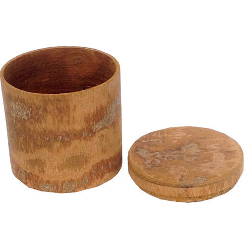 <center>Open Small Circular Shaped Box made from Cinnamon Wood crafted by Artisans in Vietnam <br /> Measures 3 1/8&rdquo; high x 2 7/8&rdquo; diameter</center>