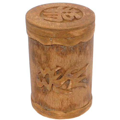 <center>Medium Cinnamon Bark Box w/ Dragon crafted by Artisans in Vietnam <br /> Measures 4 3/8&rdquo; high x 2 7/8&rdquo; in diameter</center>