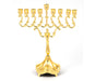 Gold Chanukah Menorah on Stem, Scroll Design - 8 Inches Height - Culture Kraze Marketplace.com