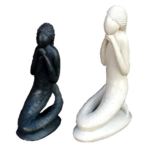 <center>Soapstone Mermaid Figurines (Large White & Small Gray)</br>Crafted by Artisans in Haiti</center>