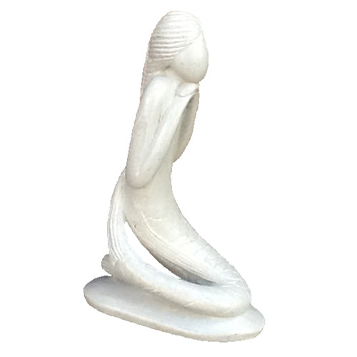 <center>Large White Soapstone Mermaid Figurine</br>Measures - 9 1/4'' high x 2 5/8'' wide x 4 5/8'' deep</br>Crafted by Artisans in Haiti</center>