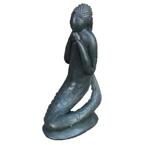 <center>Small Gray Soapstone Mermaid Figurine</br>Measures - 7'' high x 2 1/4'' wide x 3/1/2'' deep</br>Crafted by Artisans in Haiti</center>