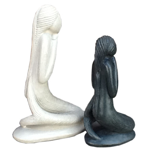 <center>Back Side of Soapstone Mermaid Figurines</br>Crafted by Artisans in Haiti</center>