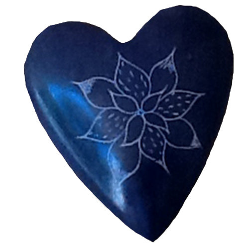 <center>Purple Soapstone Heart-Etched Flower</br>Crafted by Artisans in Haiti</center>