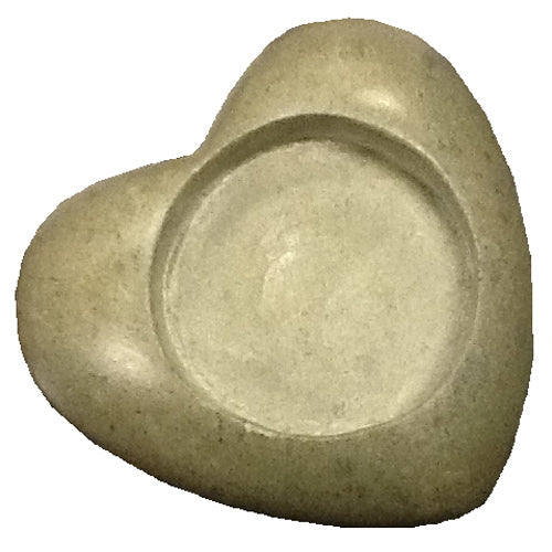 <center>Grey Soapstone Heart Tealight Figurine</br>1'' high x 3'' wide x 3'' deep</br>Crafted by Artisans in Haiti</center>
