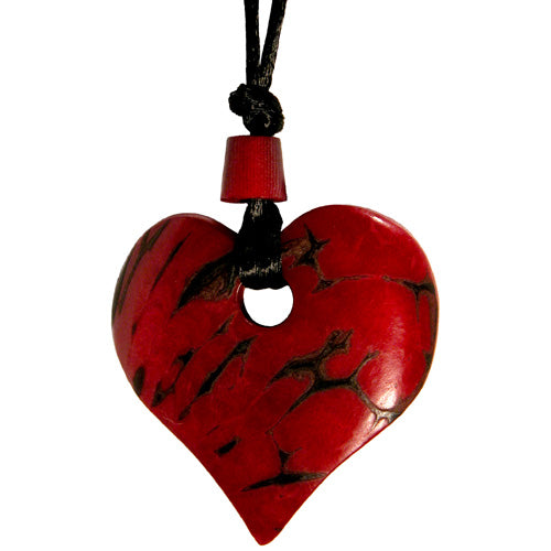 <center>Red Tagua Heart Pendant</br>Handmade in Ecuador</center>