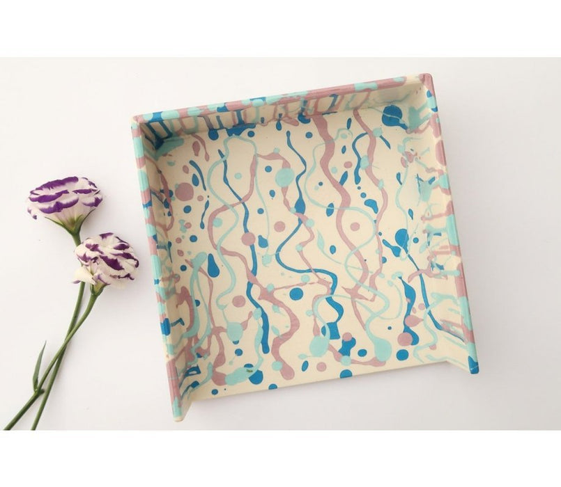 Graciela Noemi Handcrafted Passover Matzah Tray - Blue and Purple Streaks - Culture Kraze Marketplace.com