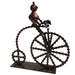 <center> Junkyard Bicyclist Crafted by Artisans in India</br>Measures 12" high x 10 long 1/2" x 3-1/2" wide</center>