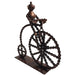 <center> Junkyard Bicyclist Crafted by Artisans in India - Angle View </br>Measures 12" high x 10 long 1/2" x 3-1/2" wide</center>