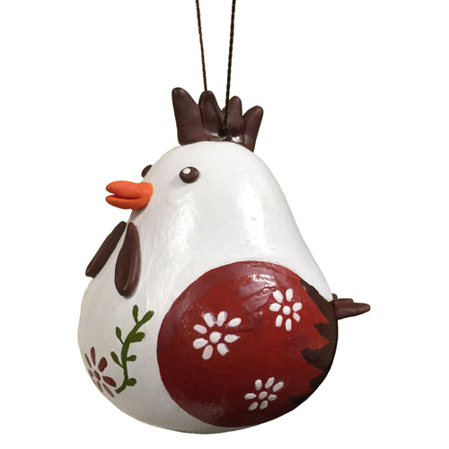 <center>Ceramic Accented Hen Gourd Ornament</br>Handmade by Artisans in Peru</center>