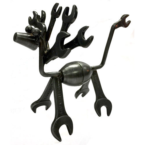 <center>Junkyard Deer Crafted by Artisans in India<br/>Measures 6 1/5" long x 5 1/2" high x 7 3/8" wide</center>