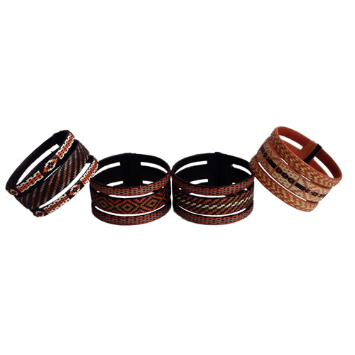 <center>3-in-1 Cana Flecha Bracelets in Earth Tones</br>Crafted by Artisans in Colombia<br/>Measure 1-1/4” wide with variable diameter</center>