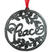 <center>Upcycled Metal Peace Ornament</br>Measures Approximately 4" in Diameter<br/>Handmade from Metal Drums in Haiti</center>