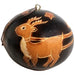 <center>Santa in His Sleigh Gourd Ornament - Black Color<br> Back Side w/ Reindeer - crafted by Artisans in Peru </center>