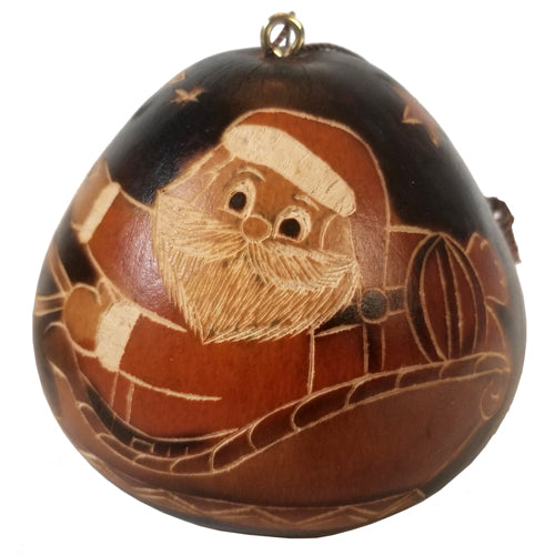 <center>Santa in Sleigh with Reindeer Gourd Ornament - Black</br>crafted by Artisans in Peru</center>