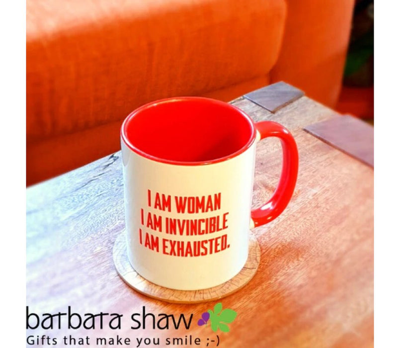 Barbara Shaw Coffee Mug - I am Woman, Invincible and Exhausted - Culture Kraze Marketplace.com