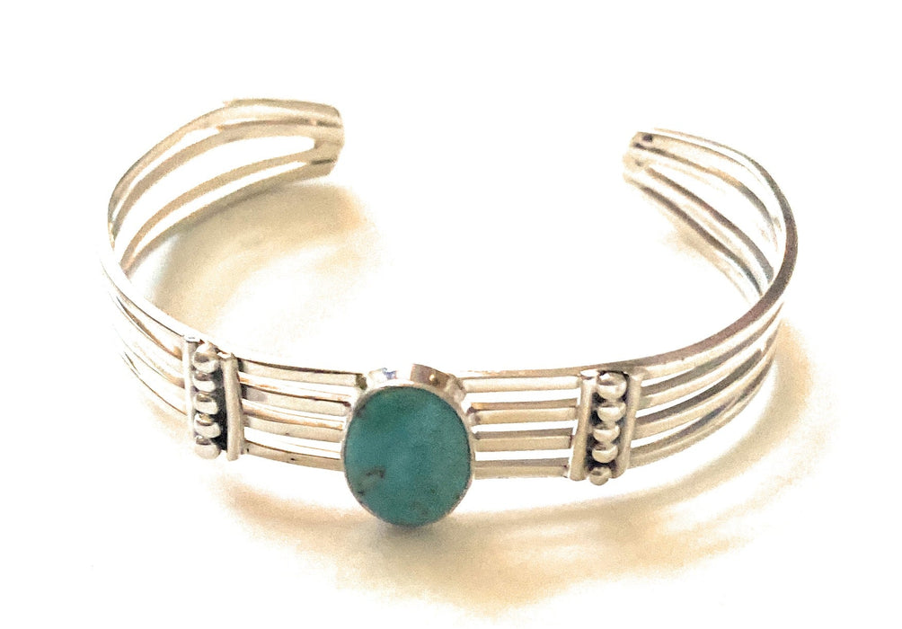 Navajo Sterling Silver & Kingman Turquoise Cuff Bracelet