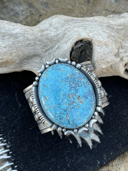 Navajo Southwest Kingman Turquoise & Sterling Silver Cuff Signed Danny Clark