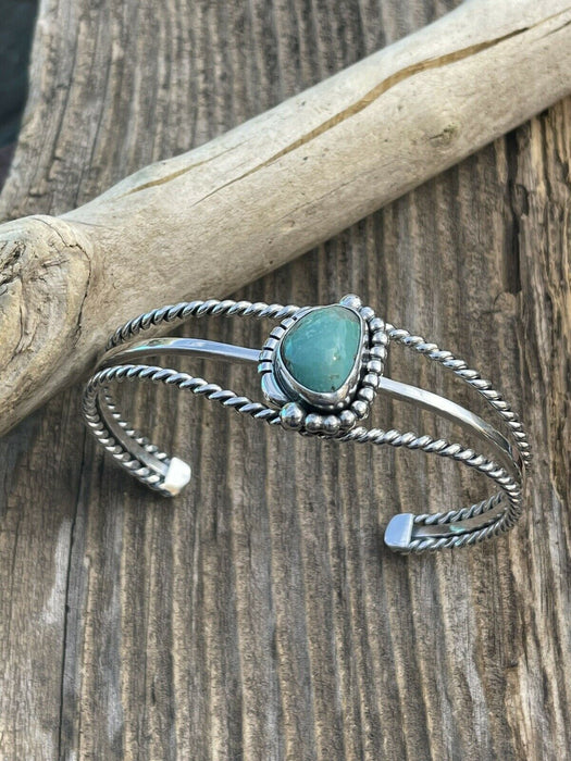 Navajo Royston Turquoise & Sterling Silver Cuff Bracelet Signed By Artist