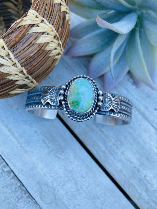 Beautiful Navajo Sterling Silver & Sonoran Mountain Turquoise Cuff Bracelet