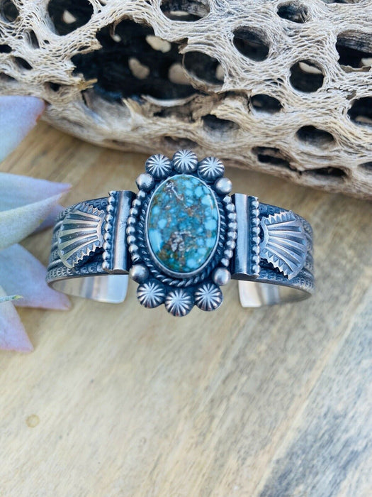 Navajo Golden Hills Turquoise Sterling Silver Cuff Bracelet