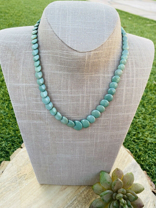 Navajo Turquoise & Sterling Silver Beaded 17” Necklace