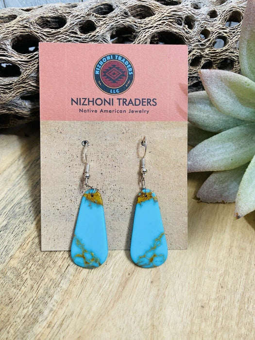 Navajo Sterling Silver & Turquoise Slab Dangle Earrings - Culture Kraze Marketplace.com