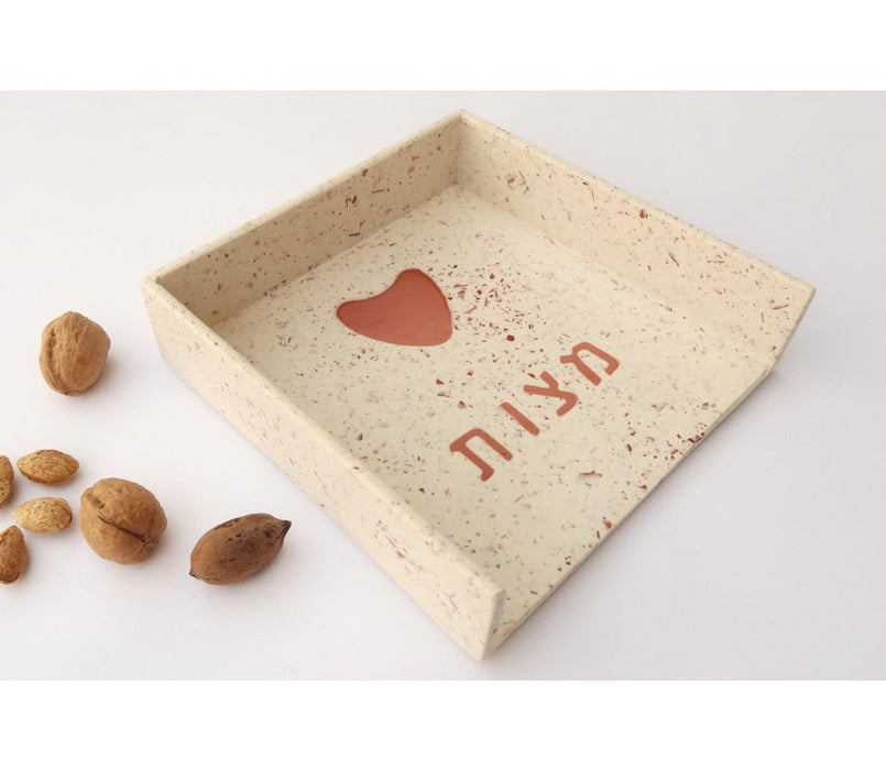 Graciela Noemi Handcrafted Terrazo Passover Matzah Tray - Terracotta Heart - Culture Kraze Marketplace.com