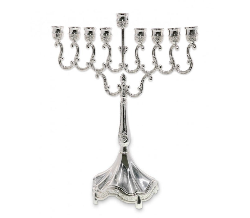 Classic Curved Chanukah Menorah for Candles, Silver - 8 Inches - Culture Kraze Marketplace.com