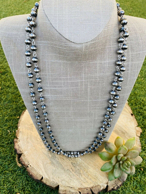 Navajo Sterling Silver Navajo Pearl Beaded Necklace 60 Inch - Culture Kraze Marketplace.com