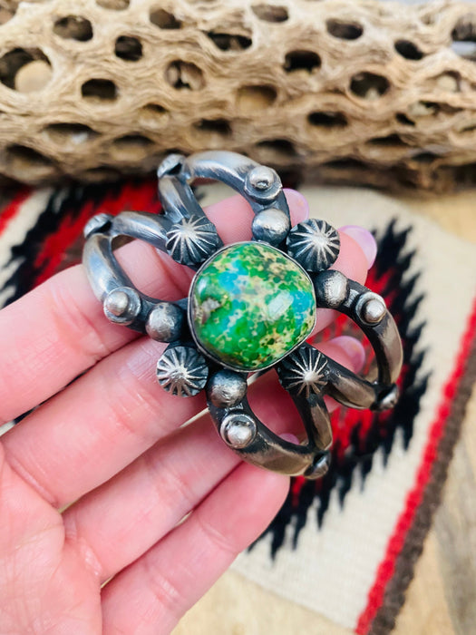 Navajo Sterling Silver & Sonoran Mountain Turquoise Cuff Bracelet by Chimney Butte