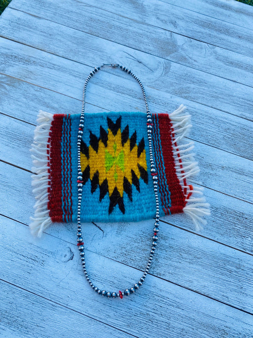 Navajo Coral & Sterling Silver Pearl Beaded 24 Inch Necklace - Culture Kraze Marketplace.com