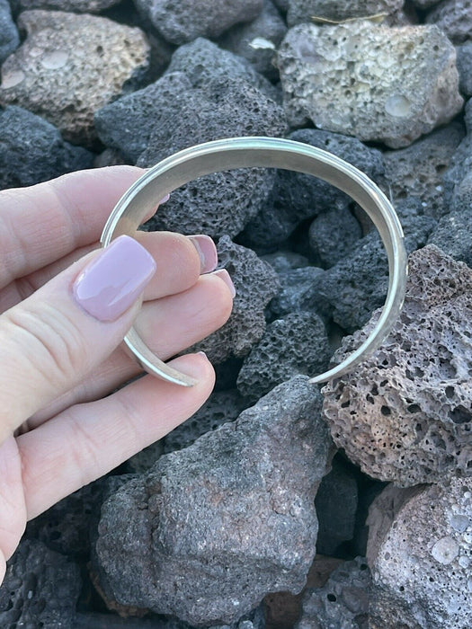 Navajo Sterling Silver Story Teller Cuff Bracelet Signed