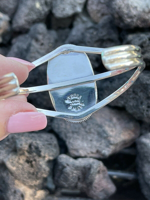 Navajo Orange Spiny Sterling Silver  Cuff Bracelet Stamped Wydell Billie