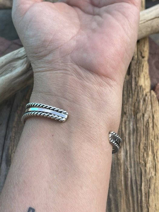 Navajo Royston Turquoise & Sterling Silver Cuff Bracelet Signed By Artist