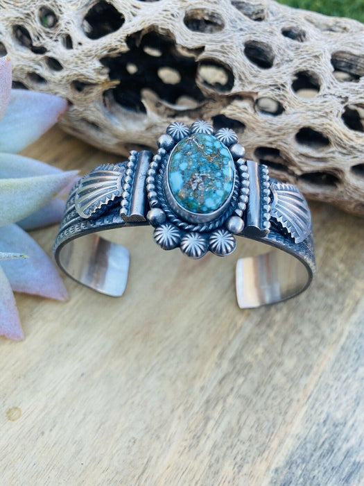 Navajo Golden Hills Turquoise Sterling Silver Cuff Bracelet