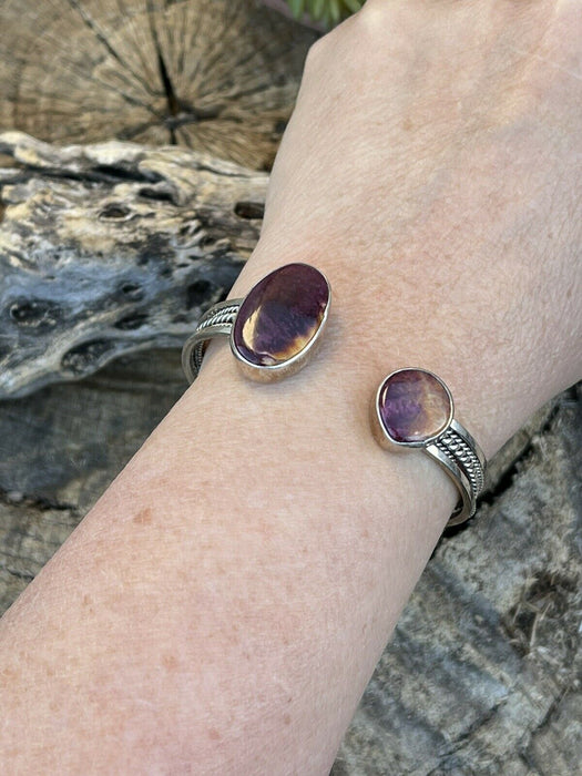 Navajo Floating Spiny Sterling Silver Rope Style Cuff Bracelet Stamped