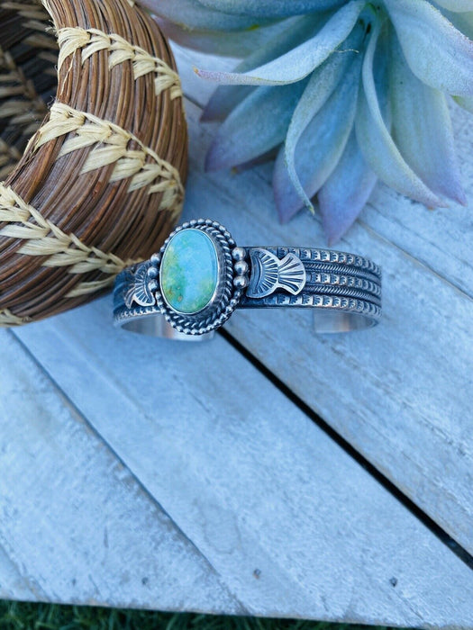 Beautiful Navajo Sterling Silver & Sonoran Mountain Turquoise Cuff Bracelet