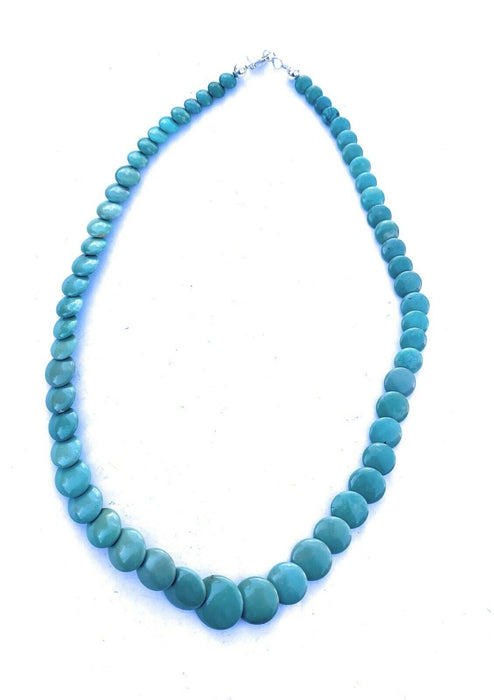 Navajo Turquoise & Sterling Silver Beaded 17” Necklace