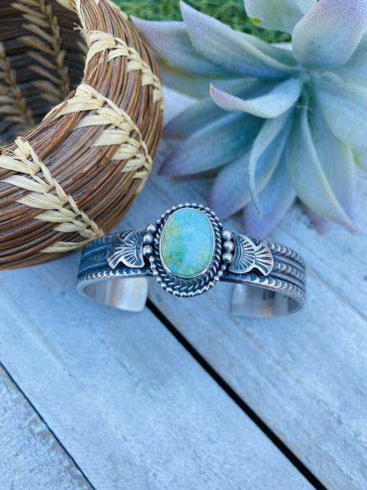 Beautiful Navajo Sterling Silver & Sonoran Mountain Turquoise Cuff Bracelet