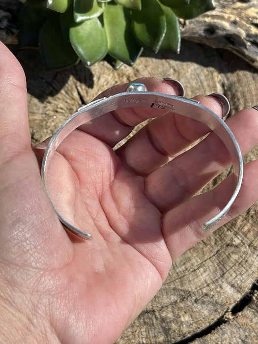 Sterling Silver Navajo Stamped Turquoise Thunderbird Cuff W.Begay