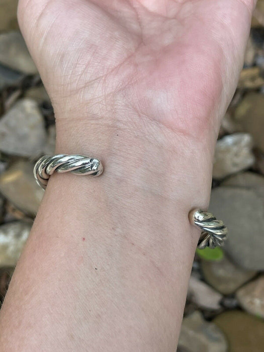 Beautiful Navajo Sterling Sonoran Mountain Turquoise Rope Style Bracelet Cuff