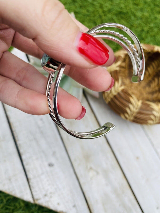 Navajo Golden Hills Turquoise Sterling Silver Cuff Bracelet