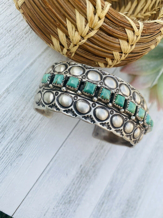 Navajo Royston Turquoise & Sterling Silver Cuff Bracelet Signed