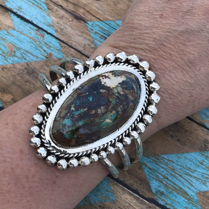 Navajo Azeroite & Sterling Silver Cuff Bracelet Cuff