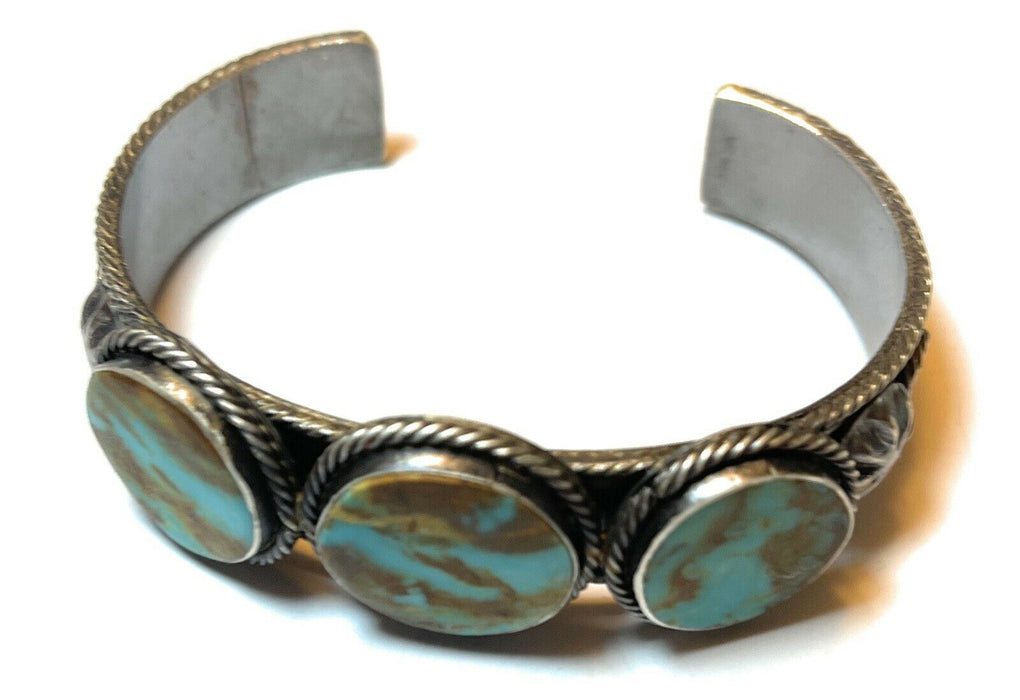 Navajo Sterling Silver & Turquoise Southwest Style Cuff Bracelet