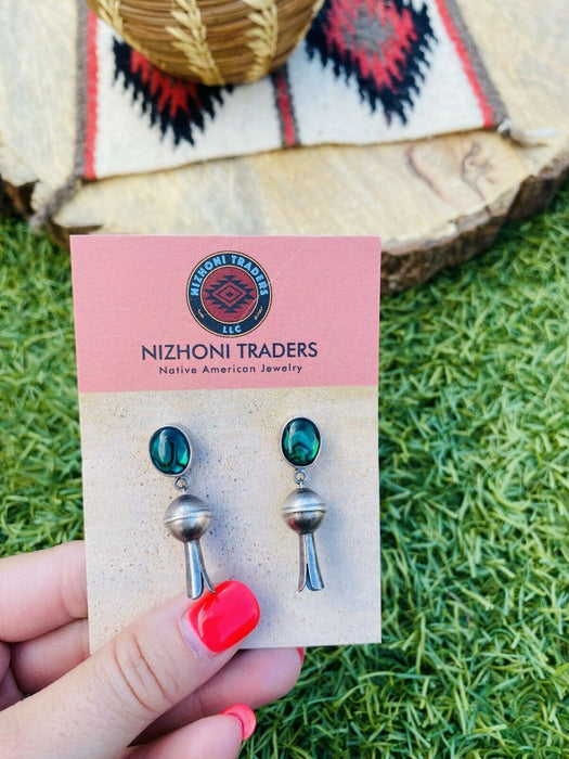 Navajo Abalone and Sterling Silver Blossom Dangle Earrings - Culture Kraze Marketplace.com