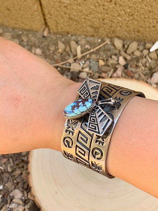 Navajo Sterling Silver & Golden Hills Turquoise Butterfly Cuff  Bracelet