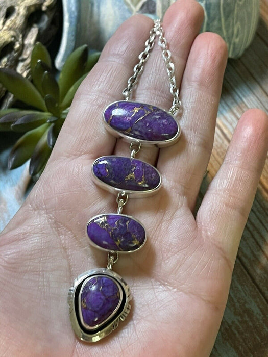 Navajo Purple Dream Mojave & Sterling Silver Lariat Necklace