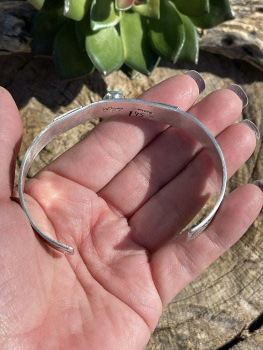 Sterling Silver Navajo Stamped Turquoise Thunderbird Cuff W.Begay